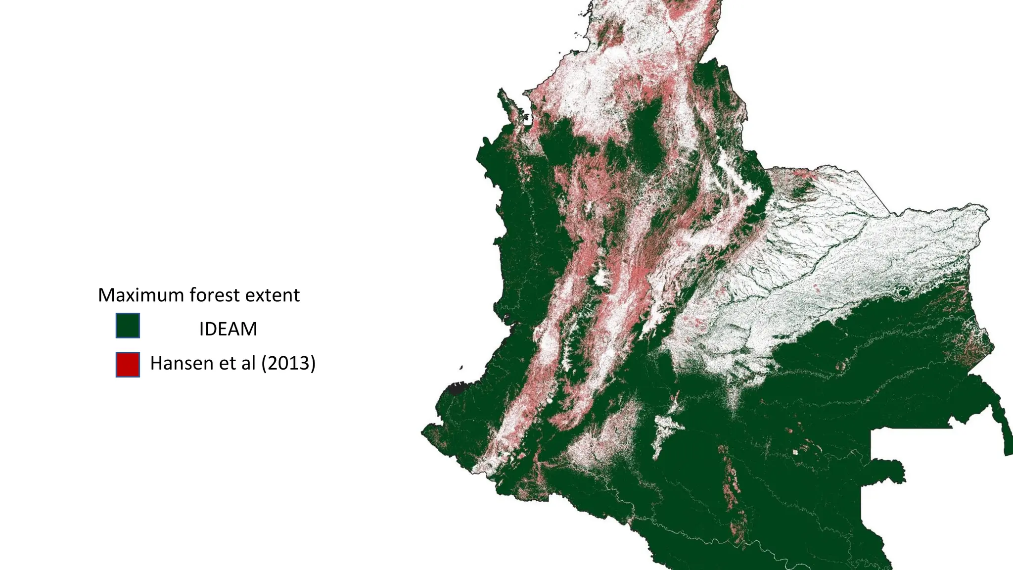 Maximum forest extent
IDEAM
Hansen et al (2013)
 