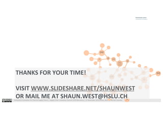 Ecosystem Innovation for Pharma Supply Chains | Supply Chain Innovation Summit 2019 Barcelona | 21 November 2019|Shaun West & Michael Huonder
THANKS FOR YOUR TIME!
VISIT WWW.SLIDESHARE.NET/SHAUNWEST
OR MAIL ME AT SHAUN.WEST@HSLU.CH
 