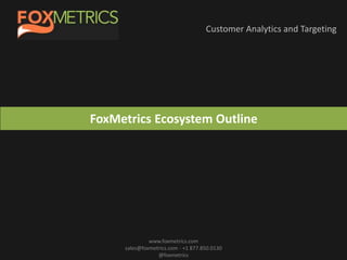 Customer Analytics and Targeting
www.foxmetrics.com
sales@foxmetrics.com - +1 877.850.0130
@foxmetrics
FoxMetrics Ecosystem Outline
 