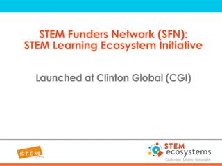 STEM Funders Network (SFN):
STEM Learning Ecosystem Initiative
Launched at Clinton Global (CGI)
 
