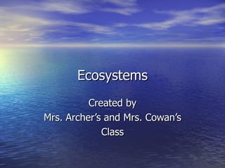 Ecosystems Created by Mrs. Archer’s and Mrs. Cowan’s Class 