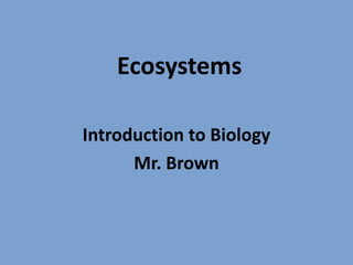 Ecosystems Introduction to Biology Mr. Brown 
