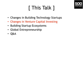 Startup Founder Education
• Business Plans / Revenue Projections
• Software + Design/UX
• Lean Startups + Continuous Deploy (Iterate)
• Metrics Framework + Continuous Testing
• Functional Prototypes / Customer Development
• Scalable [Internet] Marketing & Sales
• Cash-Flow Positive Unit Economics
• Pitching + Fundraising (Angel List)
• Monetization + Payments
• Customer Service + Support
11
 