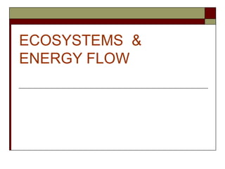 ECOSYSTEMS  & ENERGY FLOW  