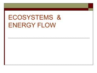 ECOSYSTEMS &
ENERGY FLOW
 