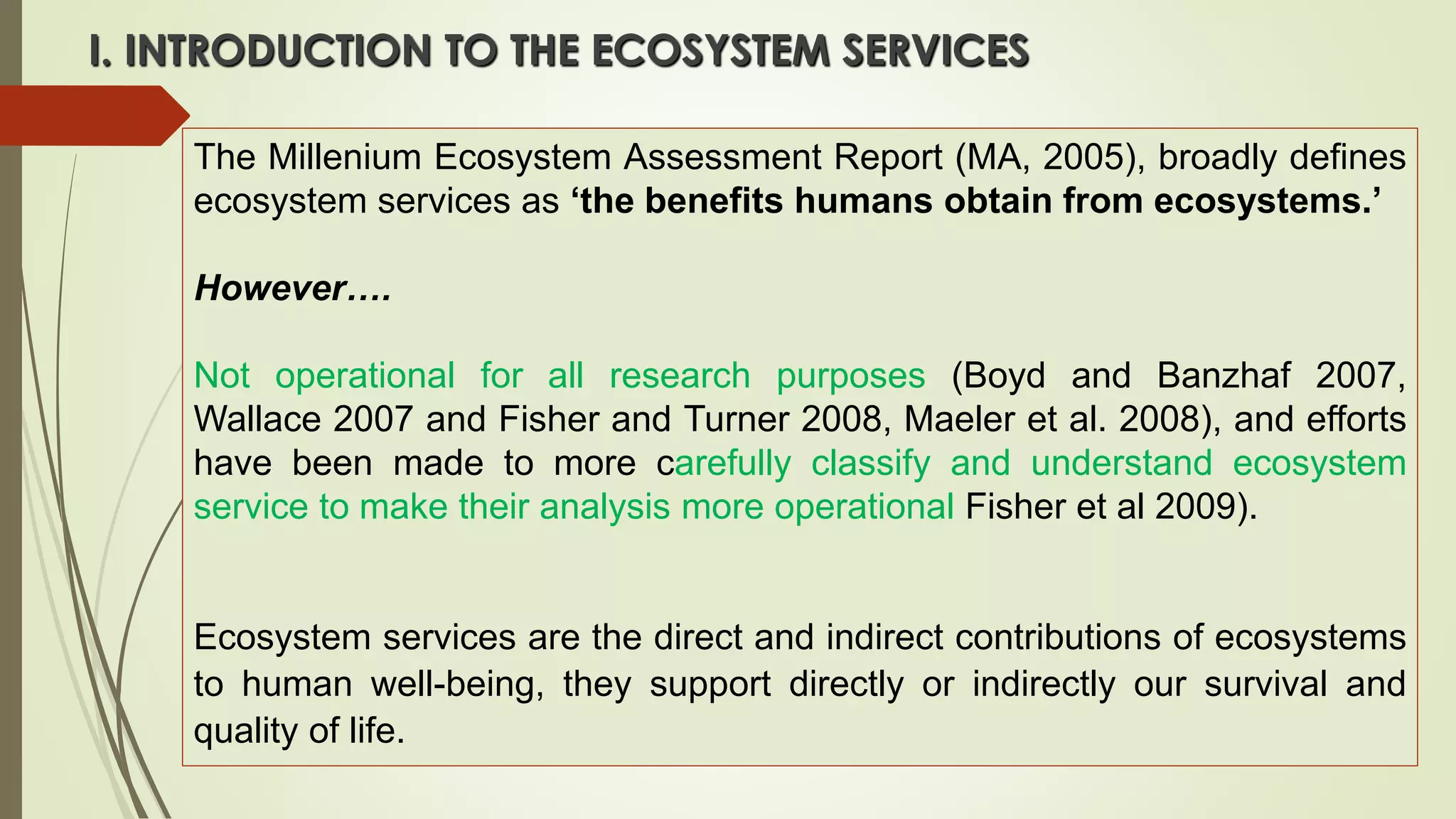Ecosystem services for biodiversity conservation and sustainable ...