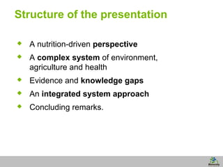 Ecosystem sustainability, agricultural biodiversity and diet | PPT