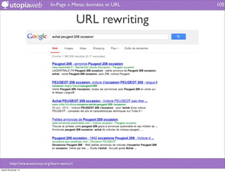 In-Page » Metas données et URL   105


                                              URL rewriting




        http://www.seomoz.org/learn-seo/url
mardi 29 janvier 13
 