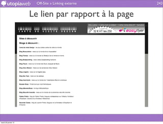 Off-Site » Linking externe    243


                      Le lien par rapport à la page




mardi 29 janvier 13
 