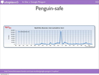 In-Site » Google Penguin                          322


                                                Penguin-safe




        http://www.linkresearchtools.com/case-studies/google-penguin-3-update/
mardi 29 janvier 13
 