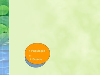 1 População 
= 
1 Espécie 
 