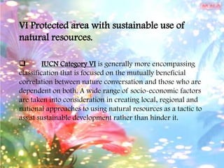 VI Protected area with sustainable use of natural resources. ,[object Object],[object Object]