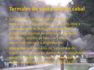 Eje cafeteroes una región adornada con una coloridad arquitectura y prósperas haciendas cafeteras, adecuadas idealmente para que los turistas estén en contacto directo con la naturaleza. Los habitantes de esta zona han desarrollado las mejores técnicas de cultivo, recolección y procesamiento del café mas suave del mundo.Ubicación: El eje cafetero lo comprenden los Departamentos de Quindío, Risaralda y Caldas