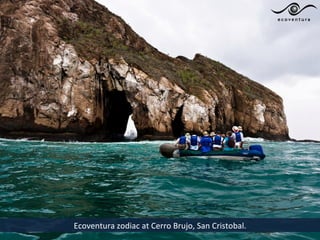 Ecoventura zodiac at Cerro Brujo, San Cristobal.
 