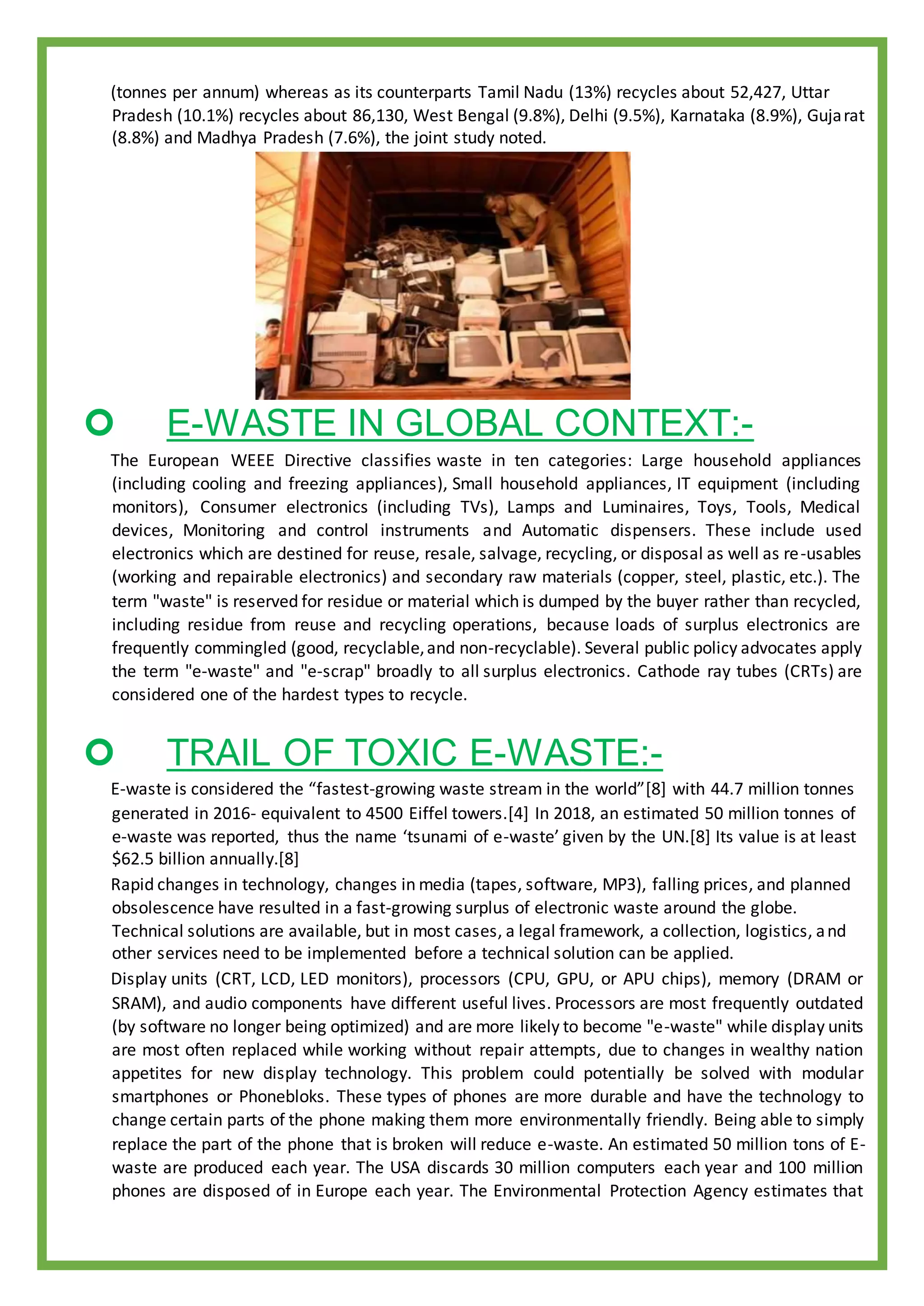 Eco waste project class 11 (THE TOXIC COMPOSITION OF E WASTES AND THEIR ...