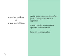 EcoZD research units: Bridges and barriers to integrative research approaches