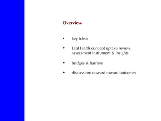 EcoZD research units: Bridges and barriers to integrative research approaches