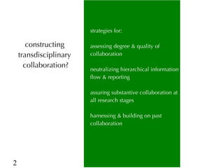 EcoZD research units: Bridges and barriers to integrative research approaches