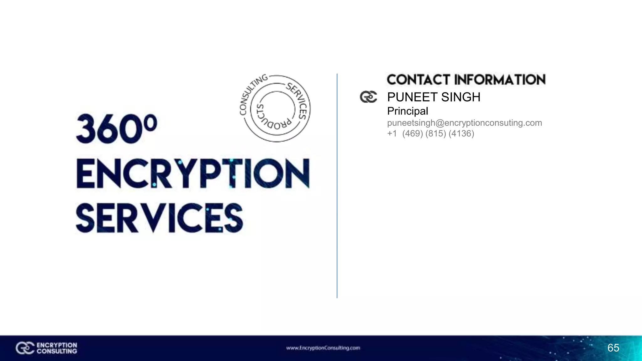 65
PUNEET SINGH
Principal
puneetsingh@encryptionconsuting.com
+1 (469) (815) (4136)
 