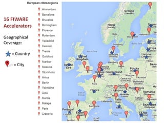 16 FIWARE
Accelerators
Geographical
Coverage:
= Country
= City
 