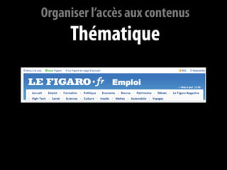 Organiser l’accès aux contenus
     Thématique
 