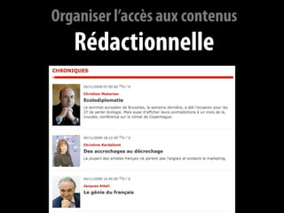 Organiser l’accès aux contenus
   Rédactionnelle




              74
 