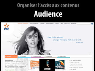 Organiser l’accès aux contenus
        Audience




              76
 