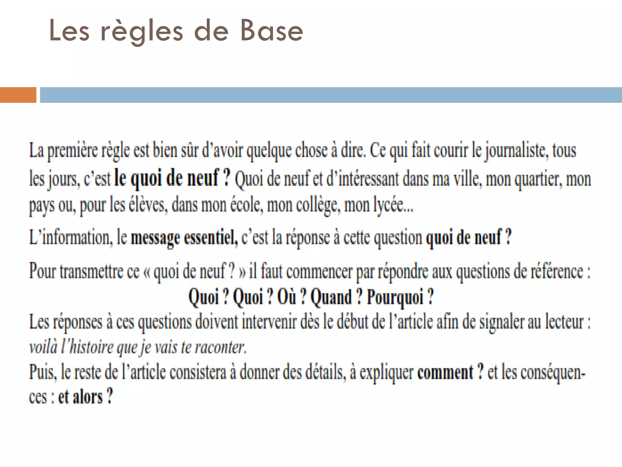 Les règles de Base