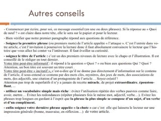 Autres conseils  