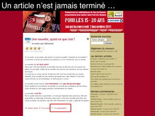 Un article n’est jamais terminé …
 