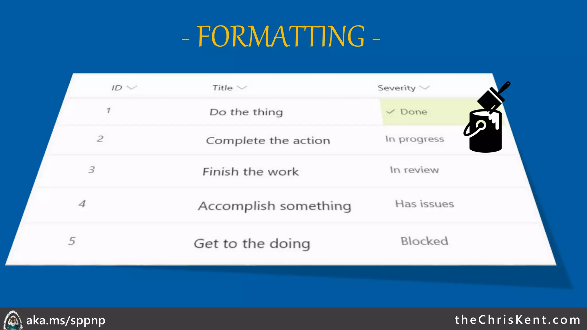 theChri sKent.c omaka.ms/sppnp
- FORMATTING -
 