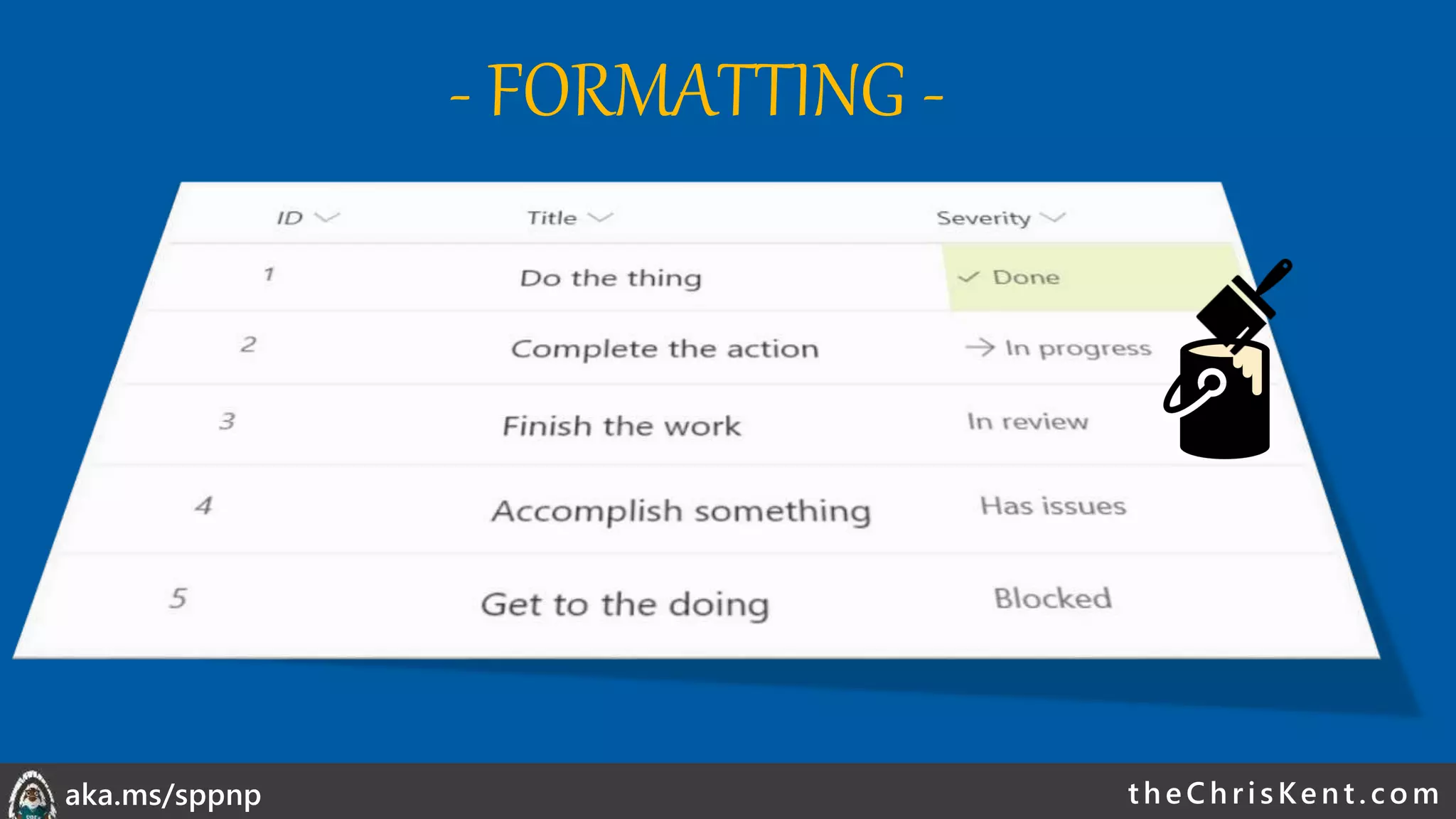 theChri sKent.c omaka.ms/sppnp
- FORMATTING -
 