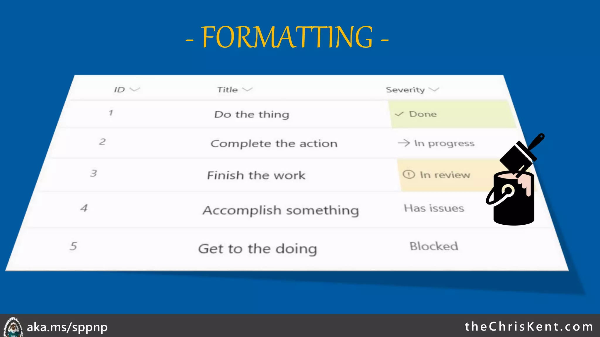 theChri sKent.c omaka.ms/sppnp
- FORMATTING -
 