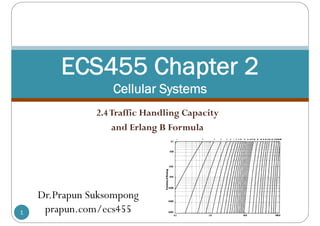 1
ECS455 Chapter 2
Cellular Systems
2.4Traffic Handling Capacity
and Erlang B Formula
Dr.Prapun Suksompong
prapun.com/ecs455
 