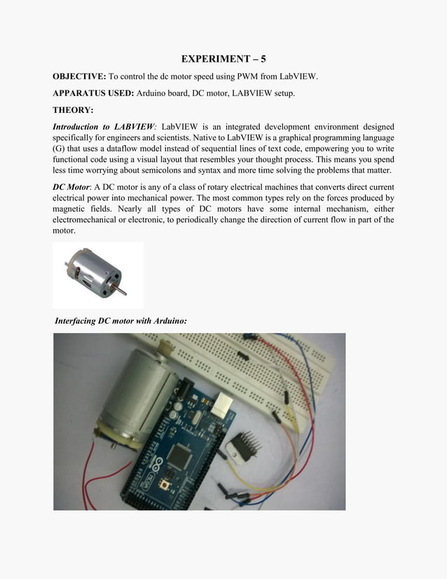 To control the dc motor speed using PWM from LabVIEW PDF