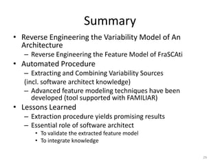 Reverse Engineering Architectural Feature Models | PPTX