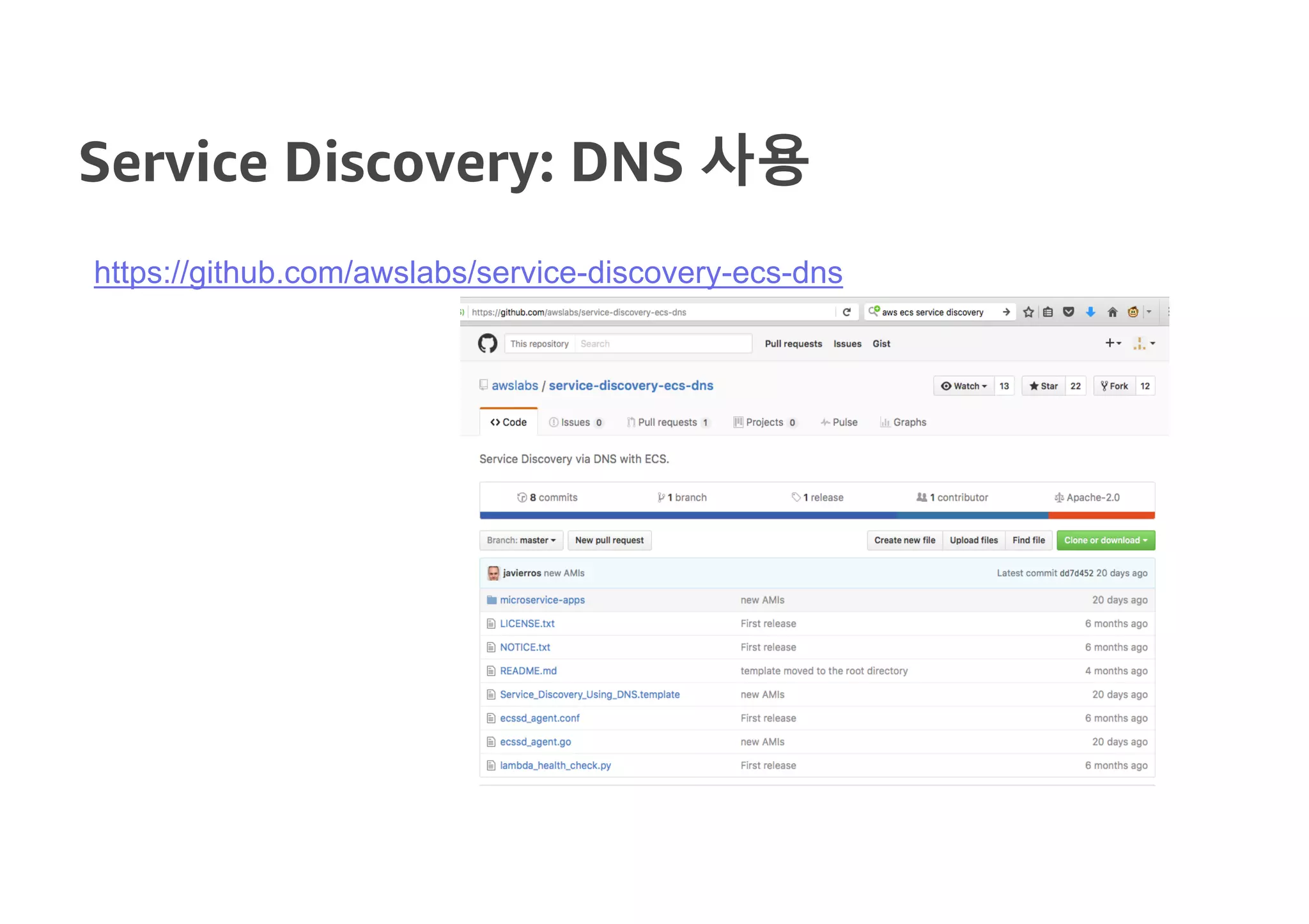 Service Discovery: DNS 사용
https://github.com/awslabs/service-discovery-ecs-dns
 