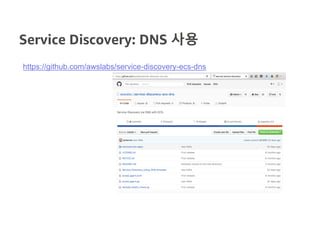 Service Discovery: DNS 사용
https://github.com/awslabs/service-discovery-ecs-dns
 
