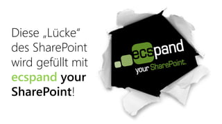 Diese „Lücke“
des SharePoint
wird gefüllt mit
ecspand your
SharePoint!
 
