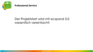 Professional Service

Der Projektstart wird mit ecspand 3.0
wesentlich vereinfacht!

 
