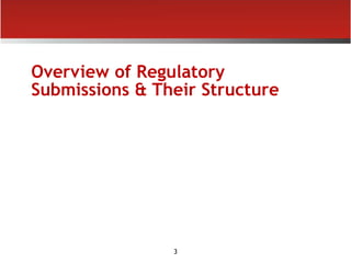 3
Overview of Regulatory
Submissions & Their Structure
 