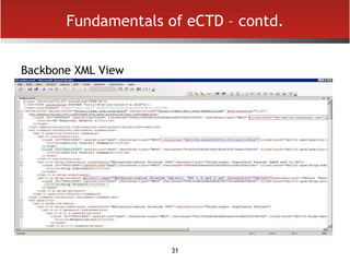 31
Fundamentals of eCTD – contd.
Backbone XML View
 