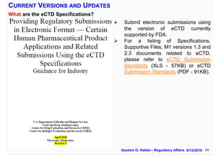 11Gautam G. Halder– Regulatory Affairs 6/12/2018
What are the eCTD Specifications?
CURRENT VERSIONS AND UPDATES
Ø Submit e...