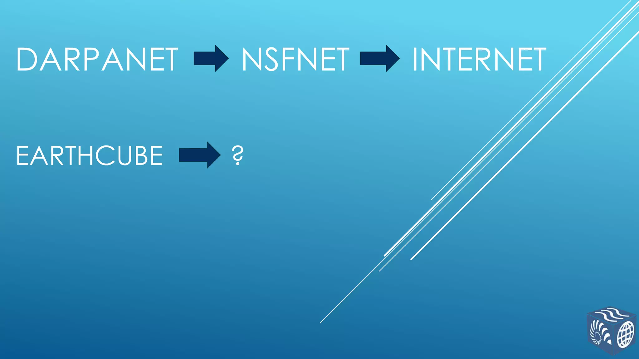 DARPANET
EARTHCUBE

NSFNET
?

INTERNET

 