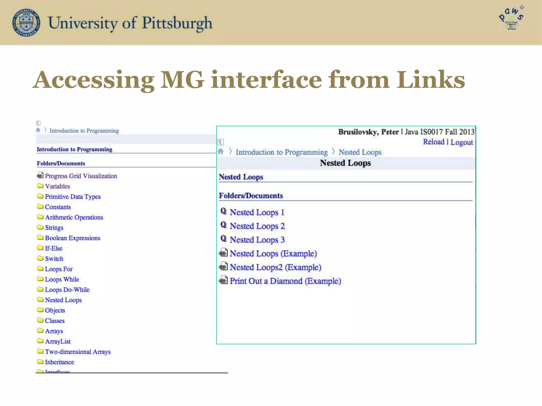 Accessing MG interface from Links
 