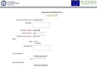 Step 1: Search and re-use of assessment resourcesSearch of assessment resourcesFilter by intended learning outcomesFilter by assessment methodsImport resources into a courseRe-use/editing of resources
