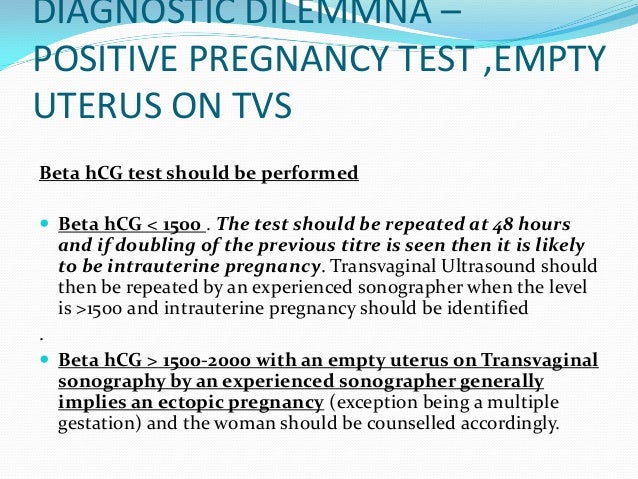 sac pregnancy positive test empty Pregnancy â€“ Ectopic Diagnosis Early and Management