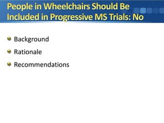 Background
Rationale
Recommendations
 