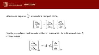 Además se expresa evaluado a tiempo t como,
Sustituyendo las ecuaciones obtenidas en la ecuación de la lámina número 3,
encontramos:
 