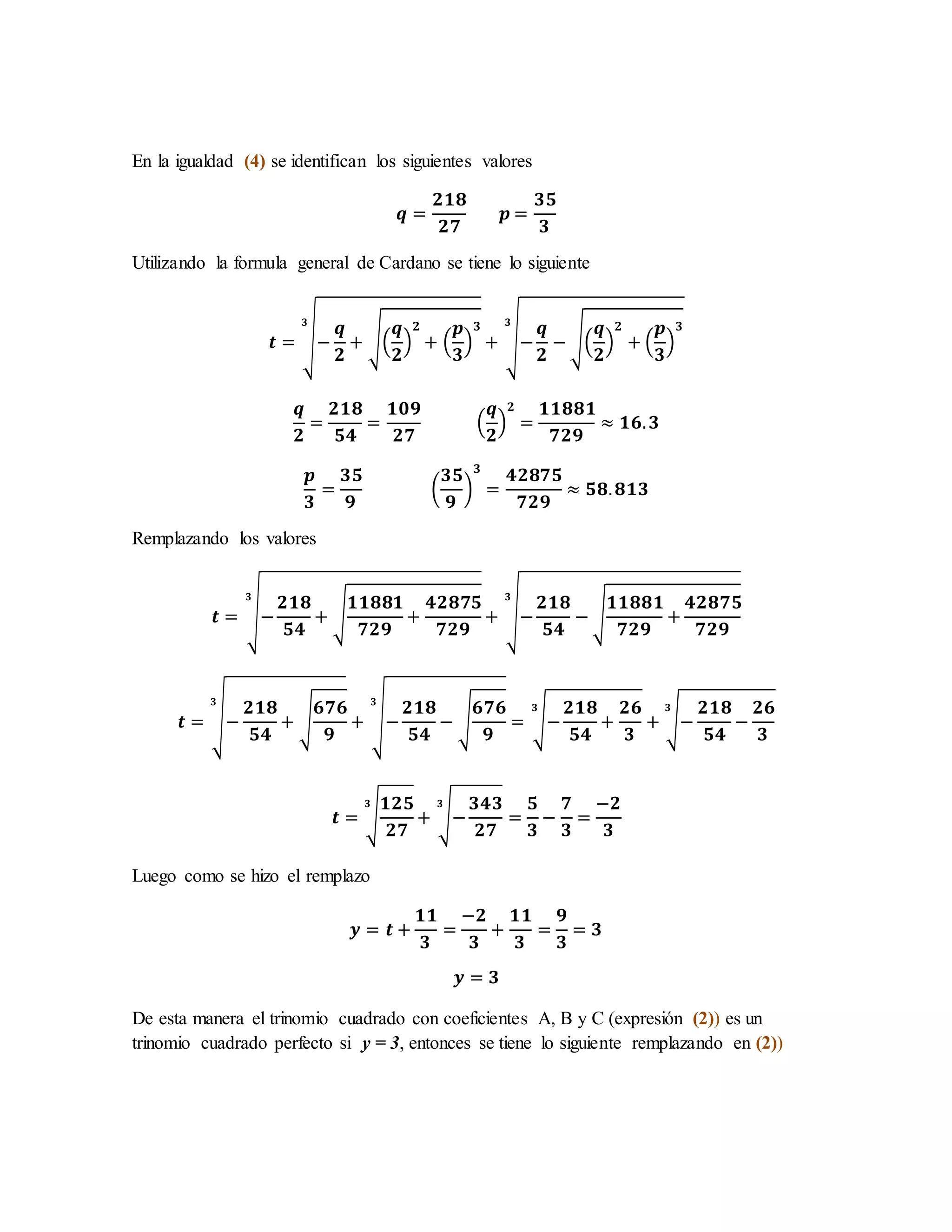 Ecuación de cuarto grado por el método de Luigi Ferrari | DOCX